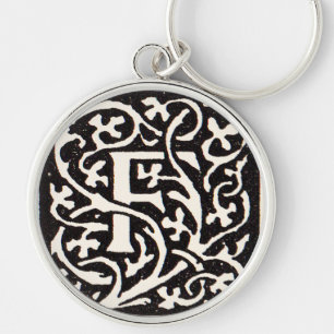 Vintage Monogramm F Art Nouveau Buchstabe Schlüsselanhänger