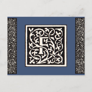 Vintage-Monogramm F im Jugendstil Postkarte