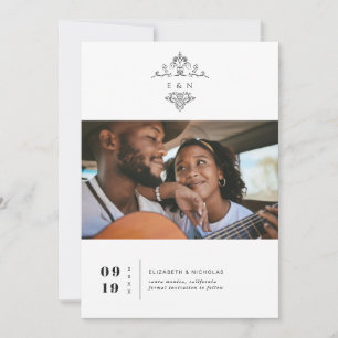 Vintage Monogramm Foto Save-the-Date-Karte Save The Date