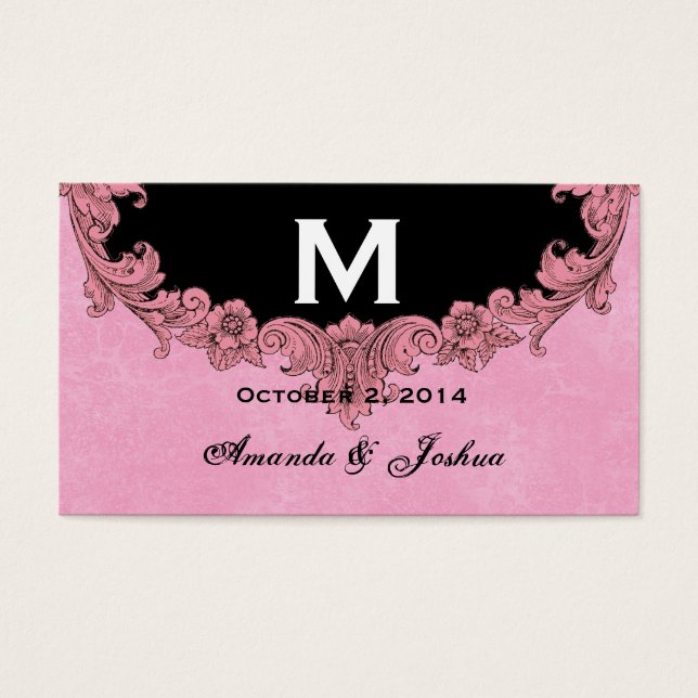 Vintage Monogramm-Gastgeschenk Hochzeit V30, rosa  (Vorderseite)
