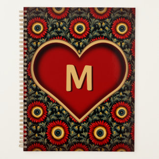 Vintage-Monogramm-Herzplaner mit benutzerdefiniert Planer