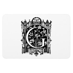 Vintage-Monogramm-Illustration Buchstabe G 1800er Magnet
