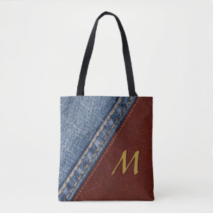 Vintage-Monogramm-Jeansleder und Leder