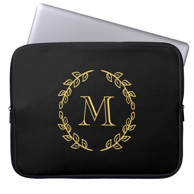 Vintage Monogramm Laptopschutzhülle (Vorderseite)
