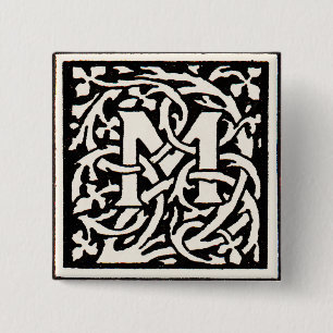 Vintage Monogramm M Art Nouveau Buchstabe Button