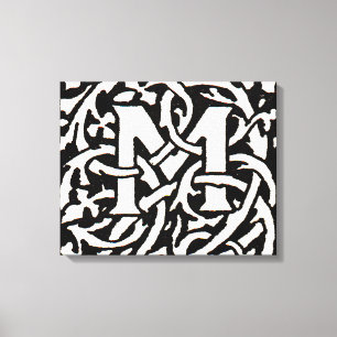 Vintage-Monogramm M Art Nouveau Buchstabe Leinwanddruck