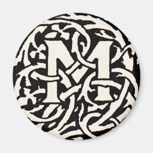 Vintage Monogramm M Art Nouveau Buchstabe Magnet