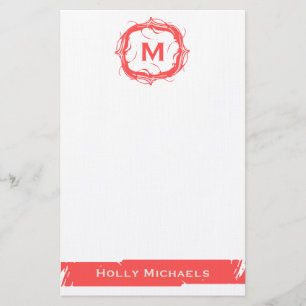 Vintage-Monogramm-Papeterie - Rot Briefpapier