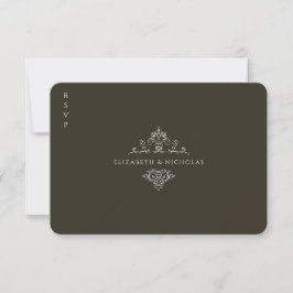 Vintage Monogramm | QR Code Wedding RSVP Karte