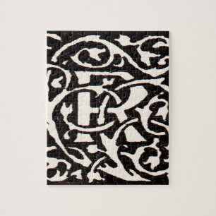 Vintage Monogramm R Art Nouveau Buchstabe Puzzle