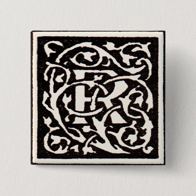 Vintage Monogramm R Art Nouveau  Button (Vorderseite)