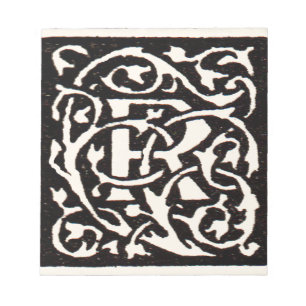 Vintage Monogramm R Art Nouveau Notizblock