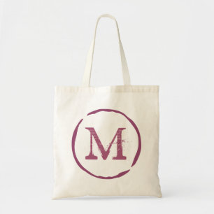 Vintage Monogramm Rotwein Fleck Ring Tote-Tasche Tragetasche