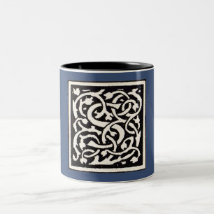 Vintage Monogramm S Art Nouveau Buchstabe Zweifarbige Tasse