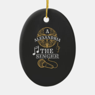 Vintage-Monogramm Sänger lustige Musik Mikrophon Keramik Ornament