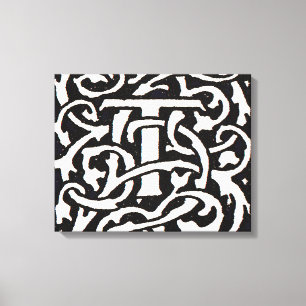 Vintage-Monogramm T Art Nouveau Buchstabe Leinwanddruck