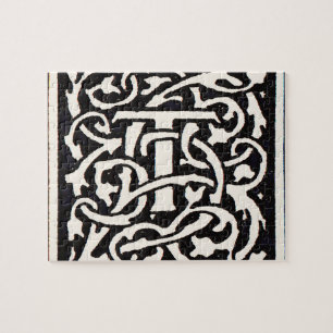 Vintage Monogramm T Art Nouveau Buchstabe Puzzle