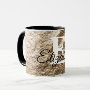 Vintage-Monogramm-Typografie goldenes zerknitterte Tasse