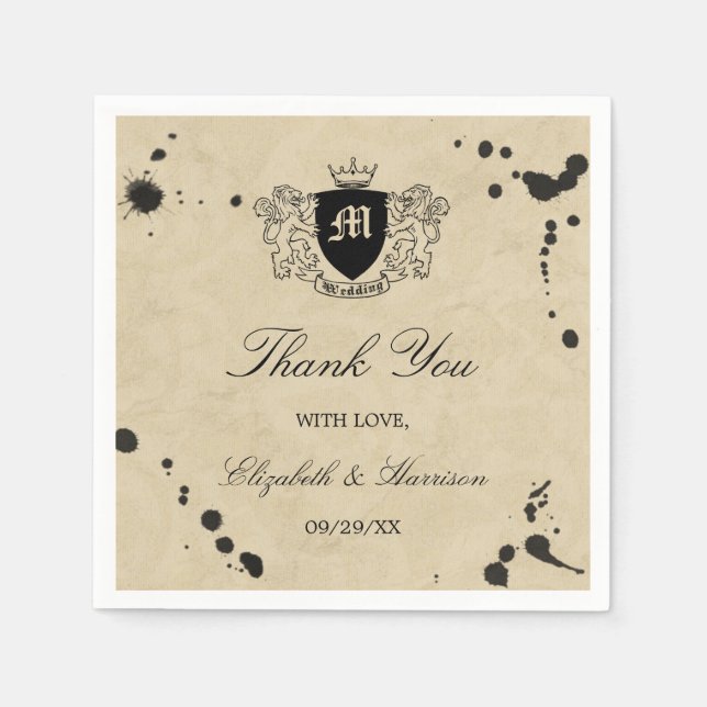 Vintage Monogramm- und Tintenfesthülle Serviette (Vorderseite)