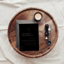 Vintage Monogramm | Verziert Boho Wedding Folieneinladung