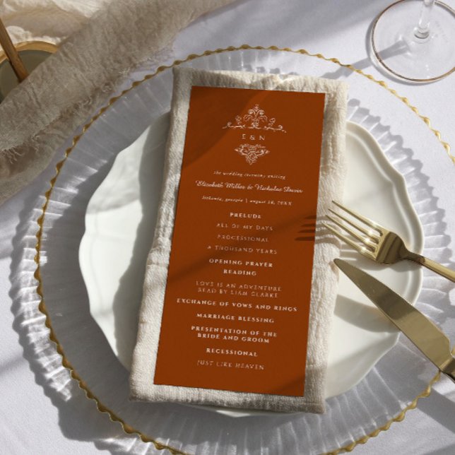 Vintage Monogramm | Verziertes Boho-Hochzeitsprogr Programm (Von Creator hochgeladen)