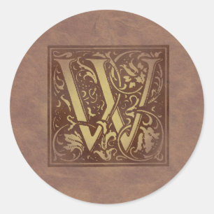 Vintage Monogramm W Runder Aufkleber