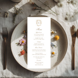Vintage-Monogramm-Wappen-Hochzeitsempfangs-Menükar Save The Date