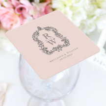 Vintage Monogramm-Wappen-Namen Rosa-Hochzeit