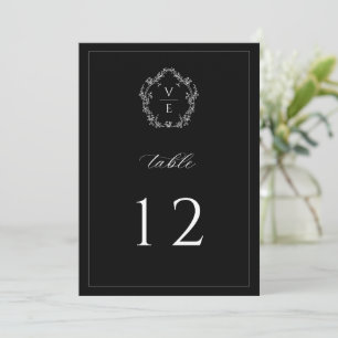 Vintage-Monogrammwappen Schwarze Hochzeitstisch-Nu Programm