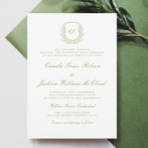 Vintage-Monogrammwappen Weiß und Grün Hochzeit