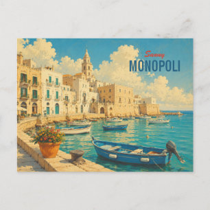 Vintage Monopoli Italien - Puglia Hafen Reise Feiertagspostkarte
