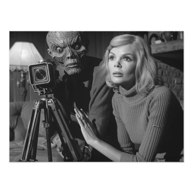 Vintage Monsterfolie Schwarz/Weiß Fotodruck (Vorne)