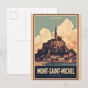 Vintage Mont-Saint-Michel Frankreich Normandie Ges Postkarte