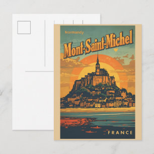 Vintage Mont-Saint-Michel Frankreich Normandie Ges Postkarte