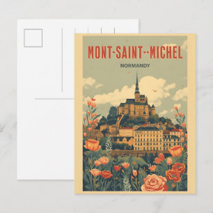 Vintage Mont-Saint-Michel Frankreich Normandie Ges Postkarte