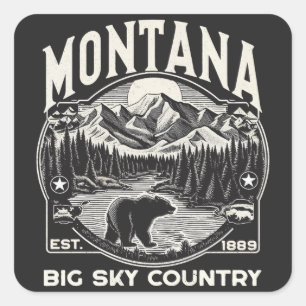 Vintage Montana Big Sky Country Quadratischer Aufkleber