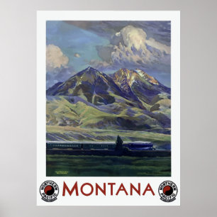 Vintage Montana-Landschaftsreise durch Zug Poster