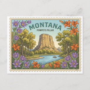 Vintage Montana Pompeys Pillar National Monument T Postkarte