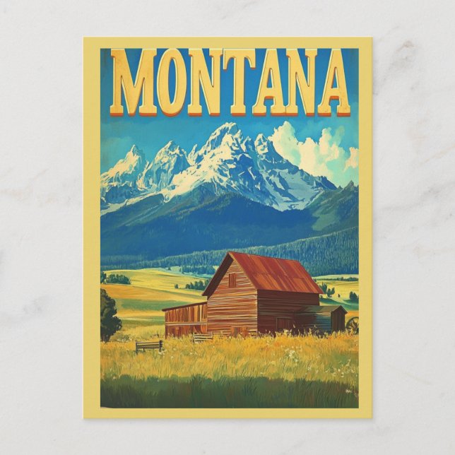 Vintage Montana Rocky Mountains Reise Postkarte (Vorderseite)