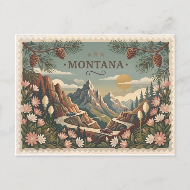 Vintage Montana Travel Poster Art Postkarte (Vorderseite)