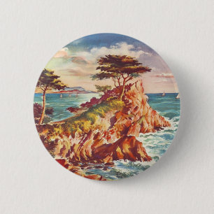 Vintage-Monterey-Küste kalifornischer Tourismus US Button