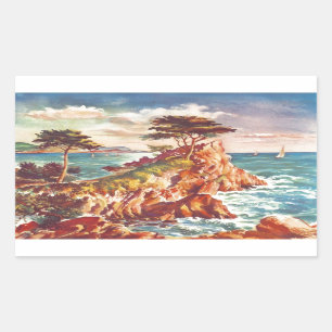 Vintage-Monterey-Küste kalifornischer Tourismus US Rechteckiger Aufkleber