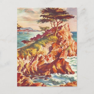 Vintage-Monterey-Küstenlinie kalifornischer Touris Postkarte