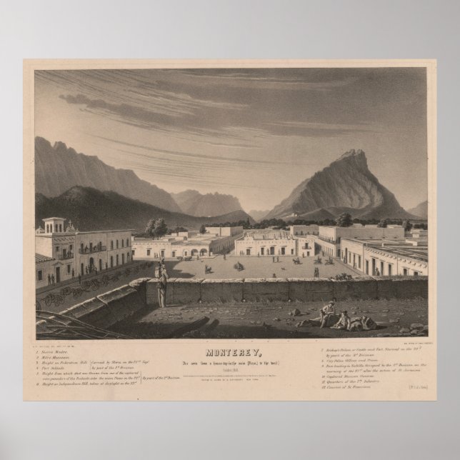 Vintage Monterrey Mexico Bildzeichen Poster (Vorne)