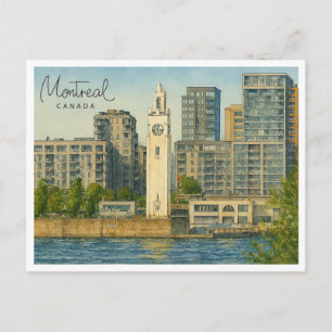 Vintage Montreal Skyline Kanada Aquarell Feiertagspostkarte