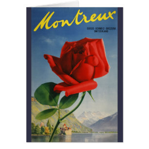 Vintage Montreux Rote Rose Schweiz Genfersee