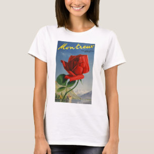 Vintage Montreux Rote Rose Schweiz Genfersee T-Shirt