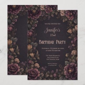 Vintage Moody Flowers Geburtstagseinladung Einladung