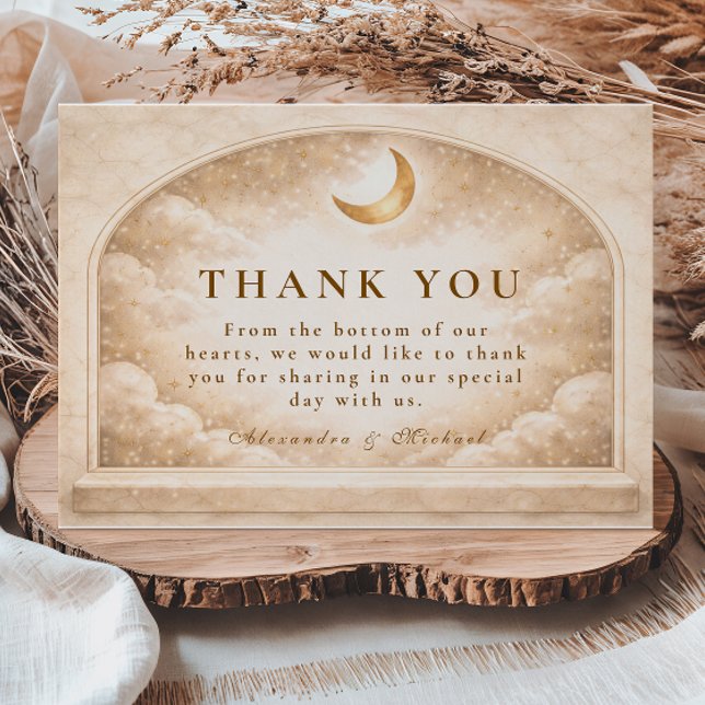 Vintage Moonlight Romance Wedding Dankeskarte (Von Creator hochgeladen)