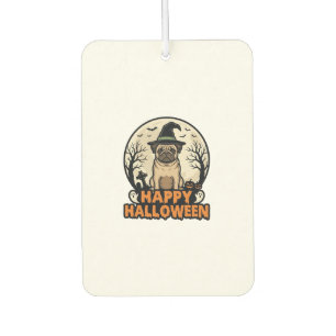 Vintage-Mops-Frohe-Halloween-Hexenhut-Shirt-Design Autolufterfrischer